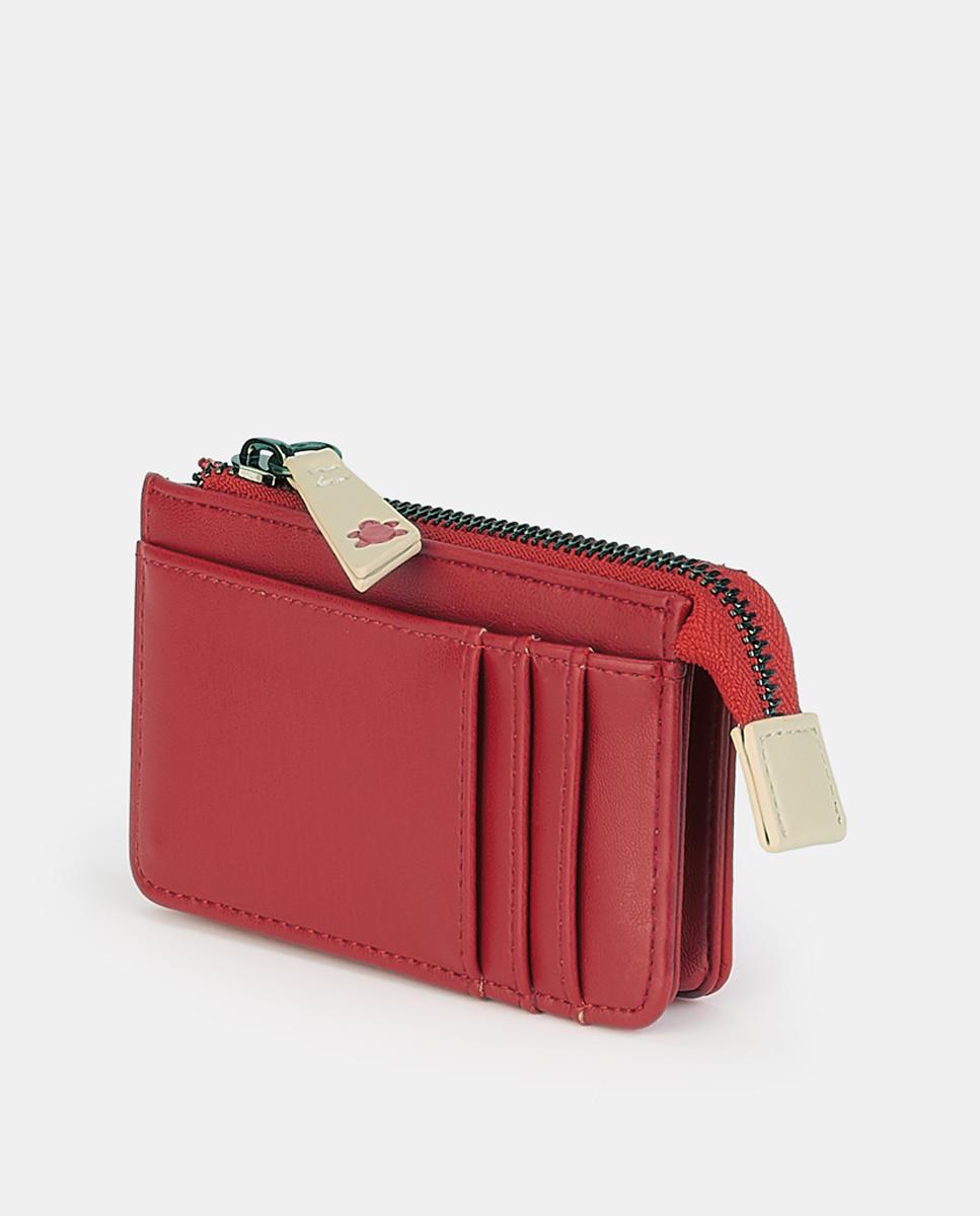 Porta-Moedas/Porta-Cartões com Fecho de Correr Vermelho-2