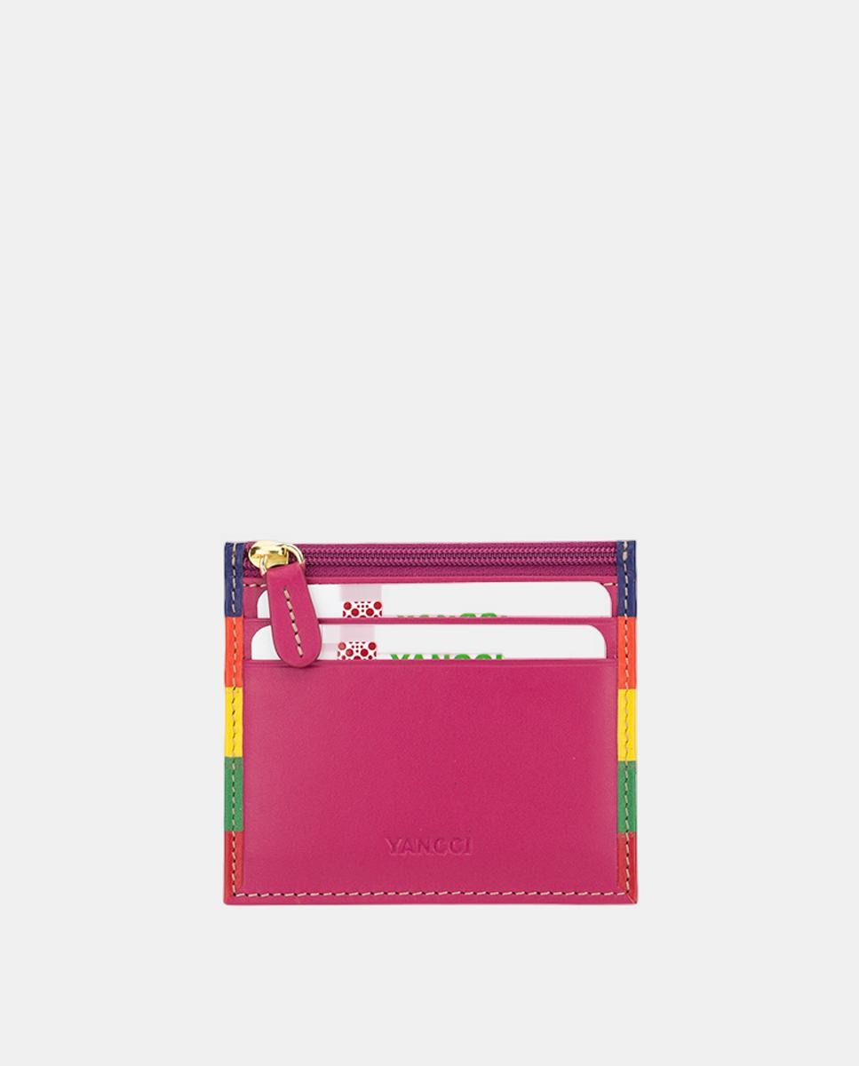 Imagem 0 de Porta-Cartões Pequeno em Pele Azul com Debrum Colorido