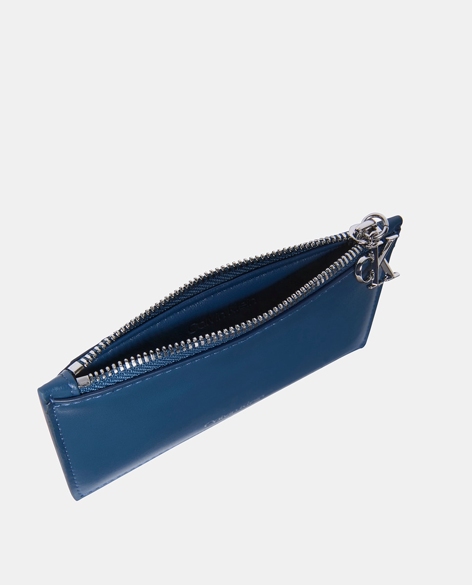 Porta-cartões com Fecho de Correr e Fivela CK Azul-2