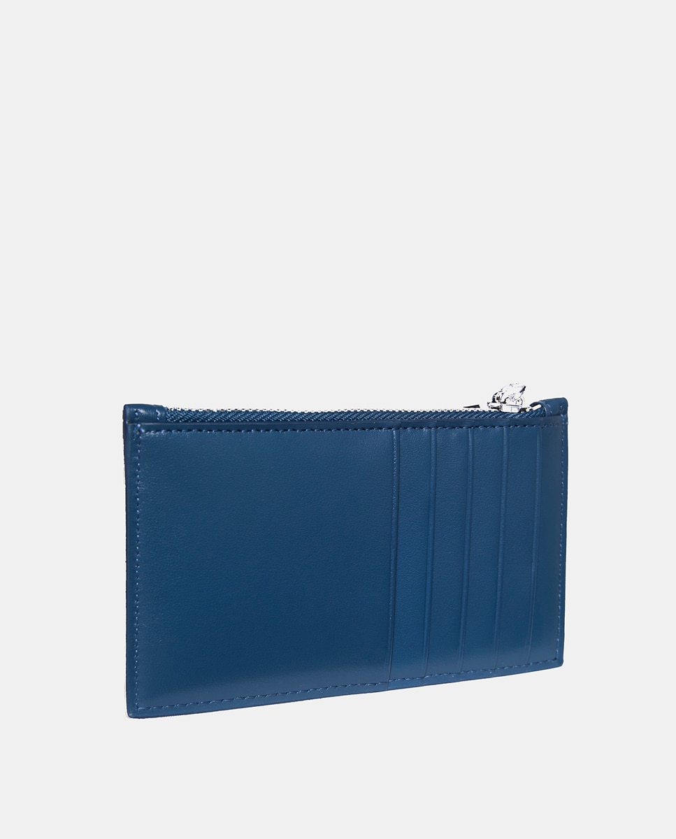 Porta-cartões com Fecho de Correr e Fivela CK Azul-3