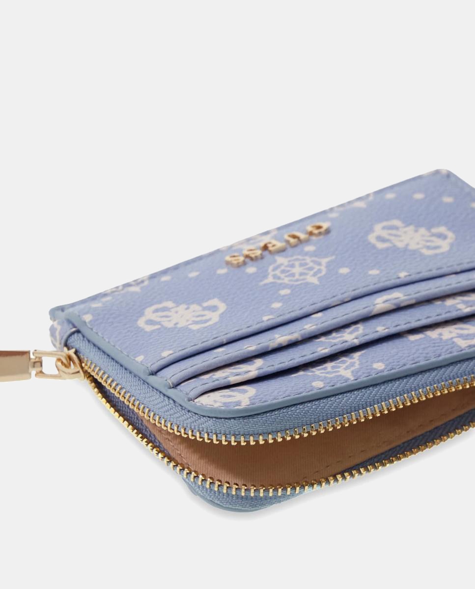 Porta-Moedas Emelie com Fecho de Correr e Detalhe Metálico Azul-2