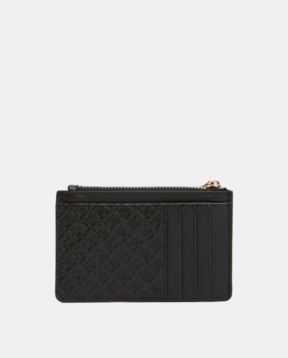 Porta-Cartões com Estampado de Monograma Preto-2
