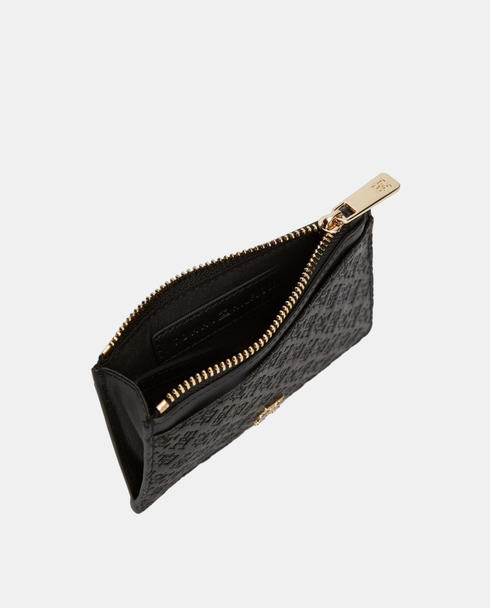 Porta-Cartões com Estampado de Monograma Preto-4
