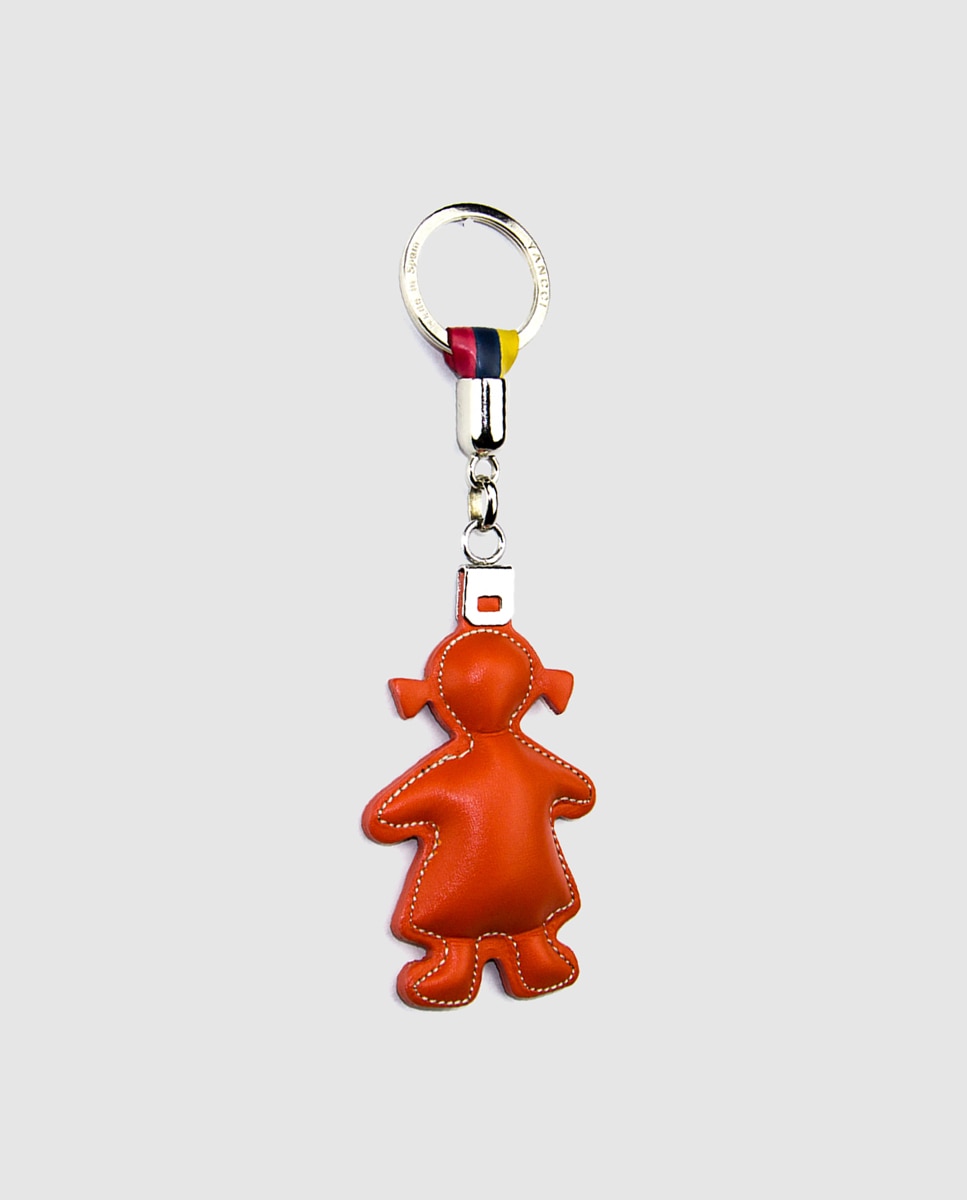 Porta-chaves em pele com forma de menina Laranja-1