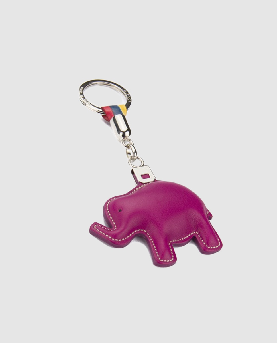 Porta-chaves em pele com elefante rosa Rosa-1