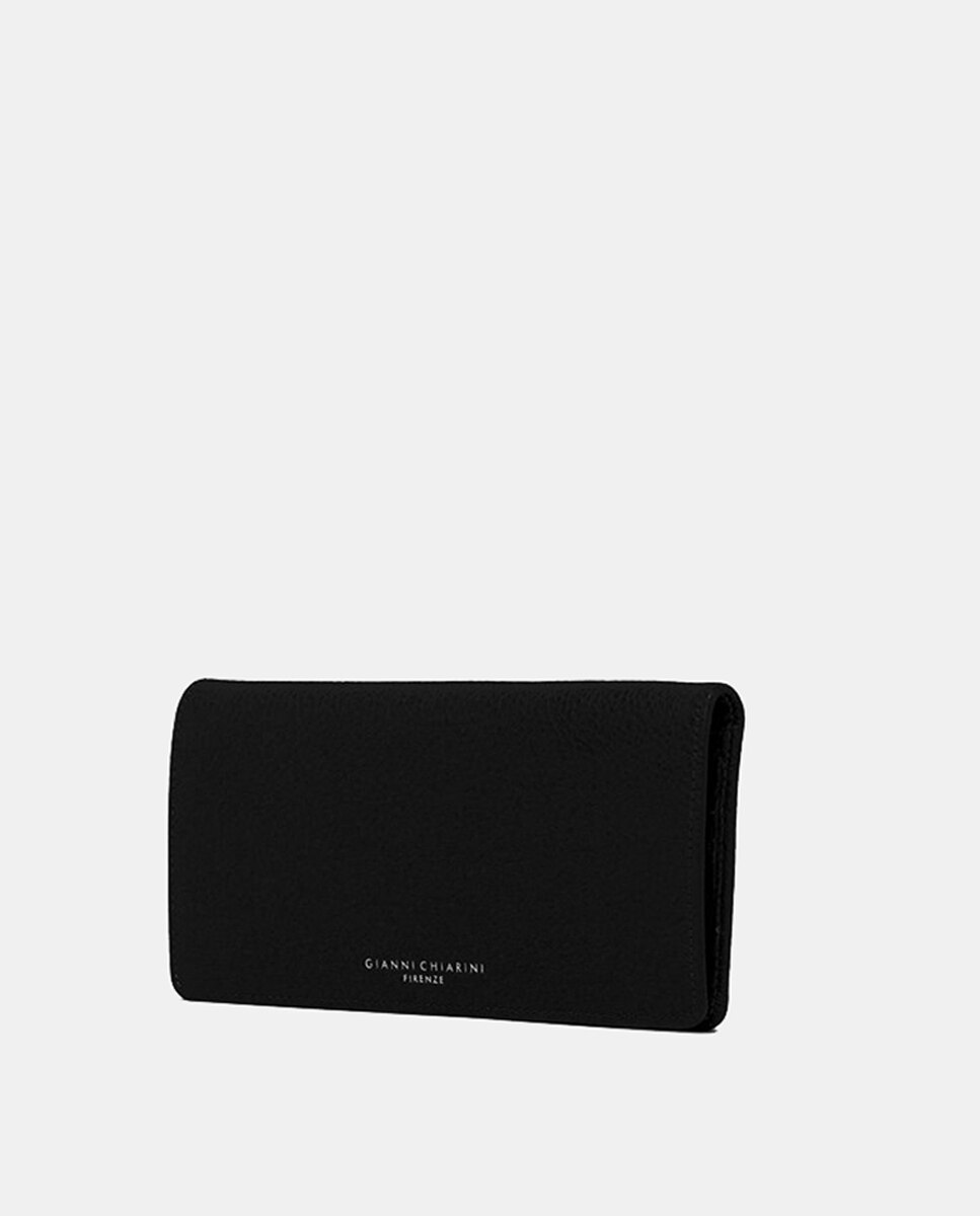 Carteira Elegante e Confortável em Pele Martelada - Preto. Várias Ranhuras e Compartimentos Preto-3