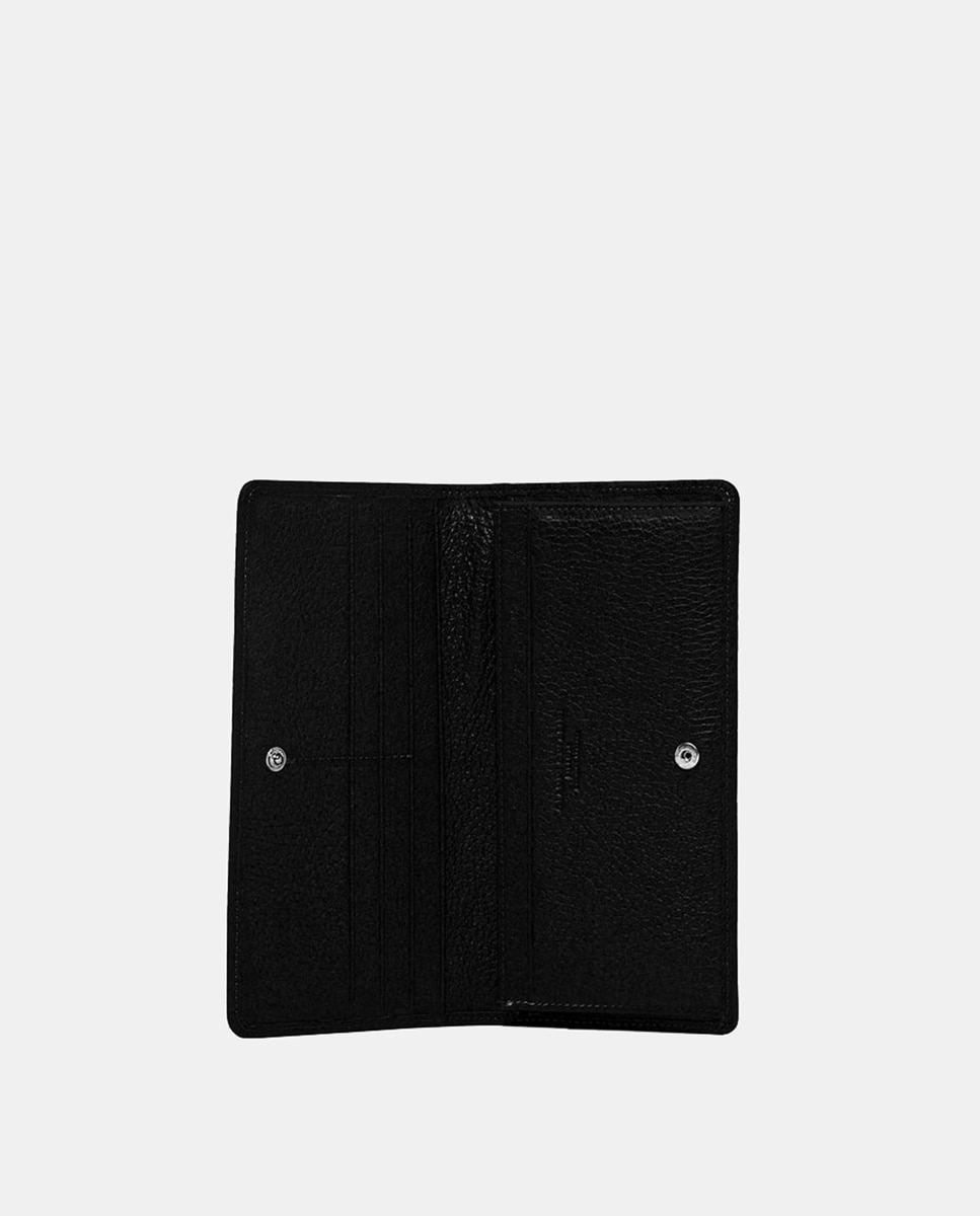 Carteira Elegante e Confortável em Pele Martelada - Preto. Várias Ranhuras e Compartimentos Preto-4