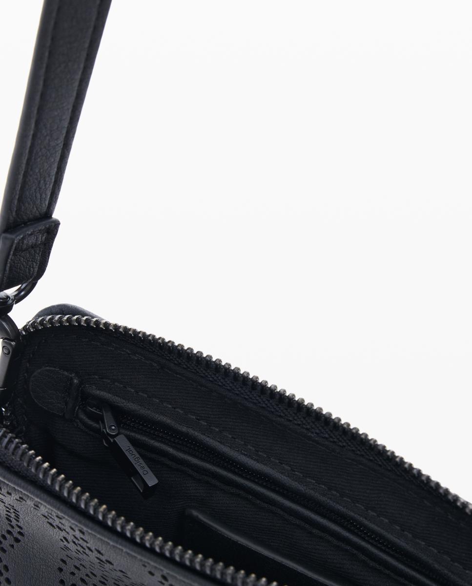 Porta-Moedas Grande com Alça de tiracolo e Conta Preto-4