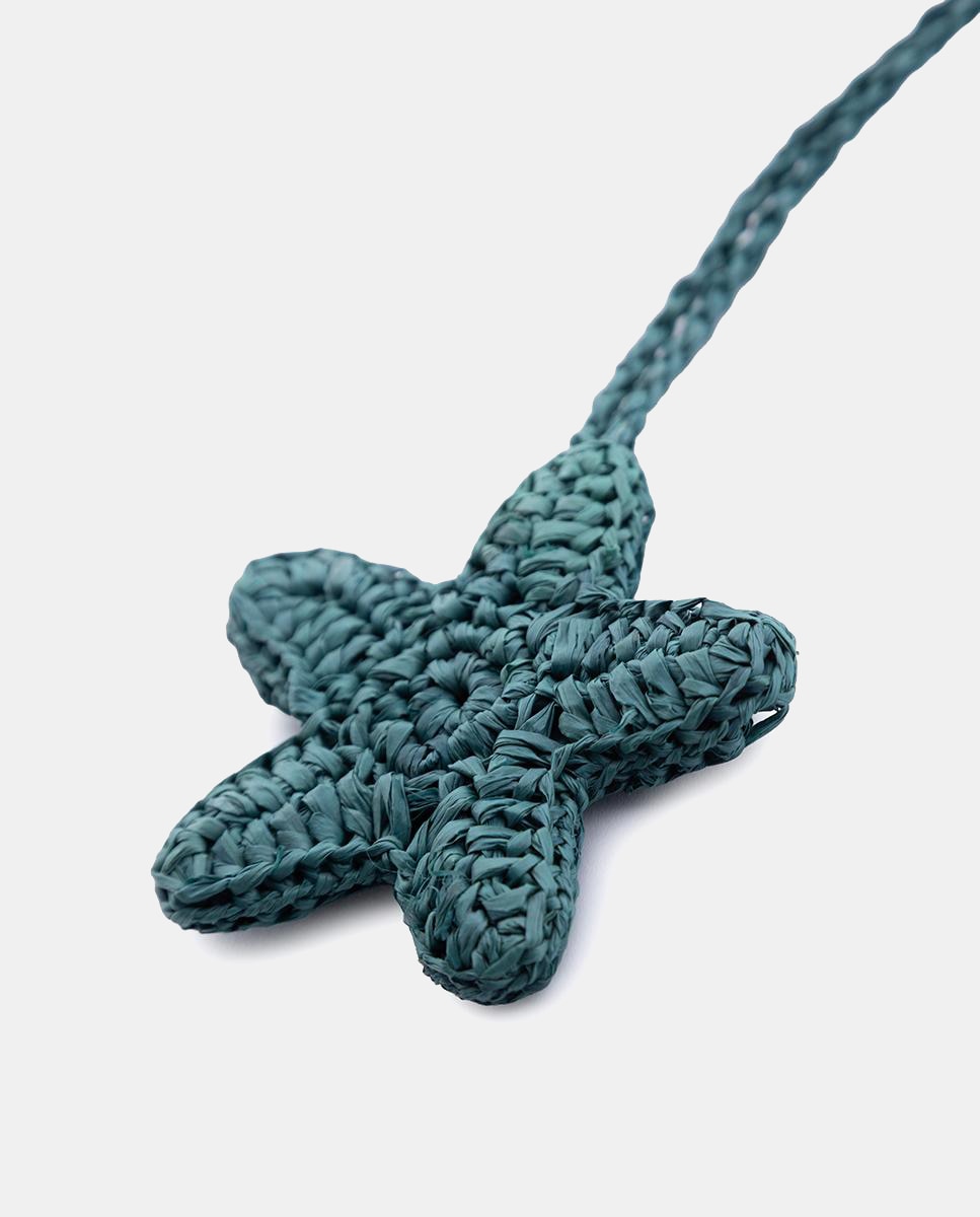 Conta de Ráfia com Forma de Estrela do Mar Verde-3