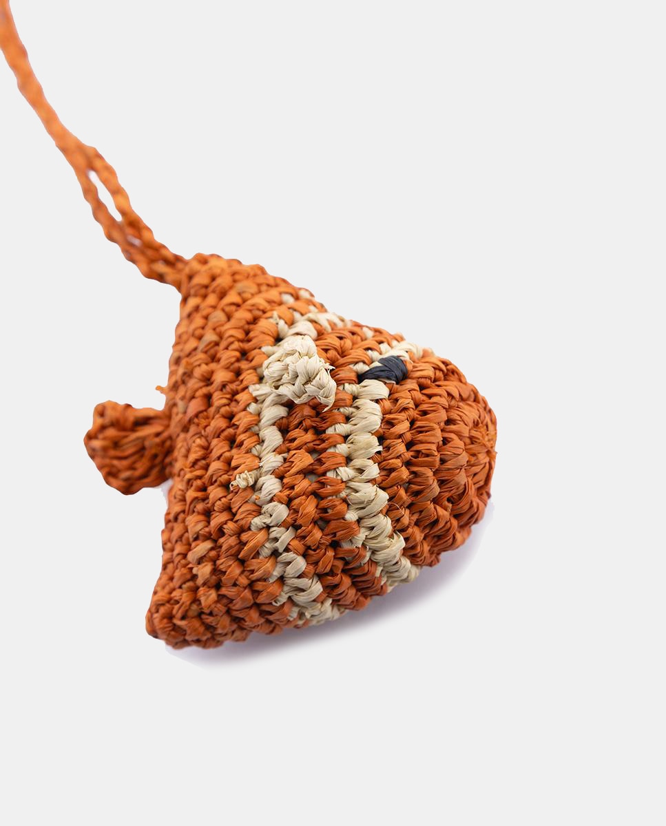Conta de Ráfia com Forma de Ninho Castanho-3