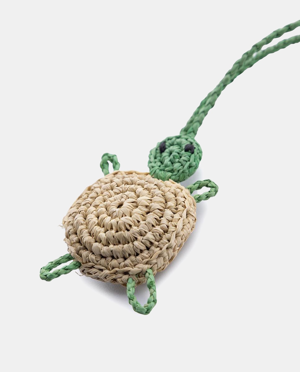 Conta de Ráfia com Forma de Tartaruga Bege-3