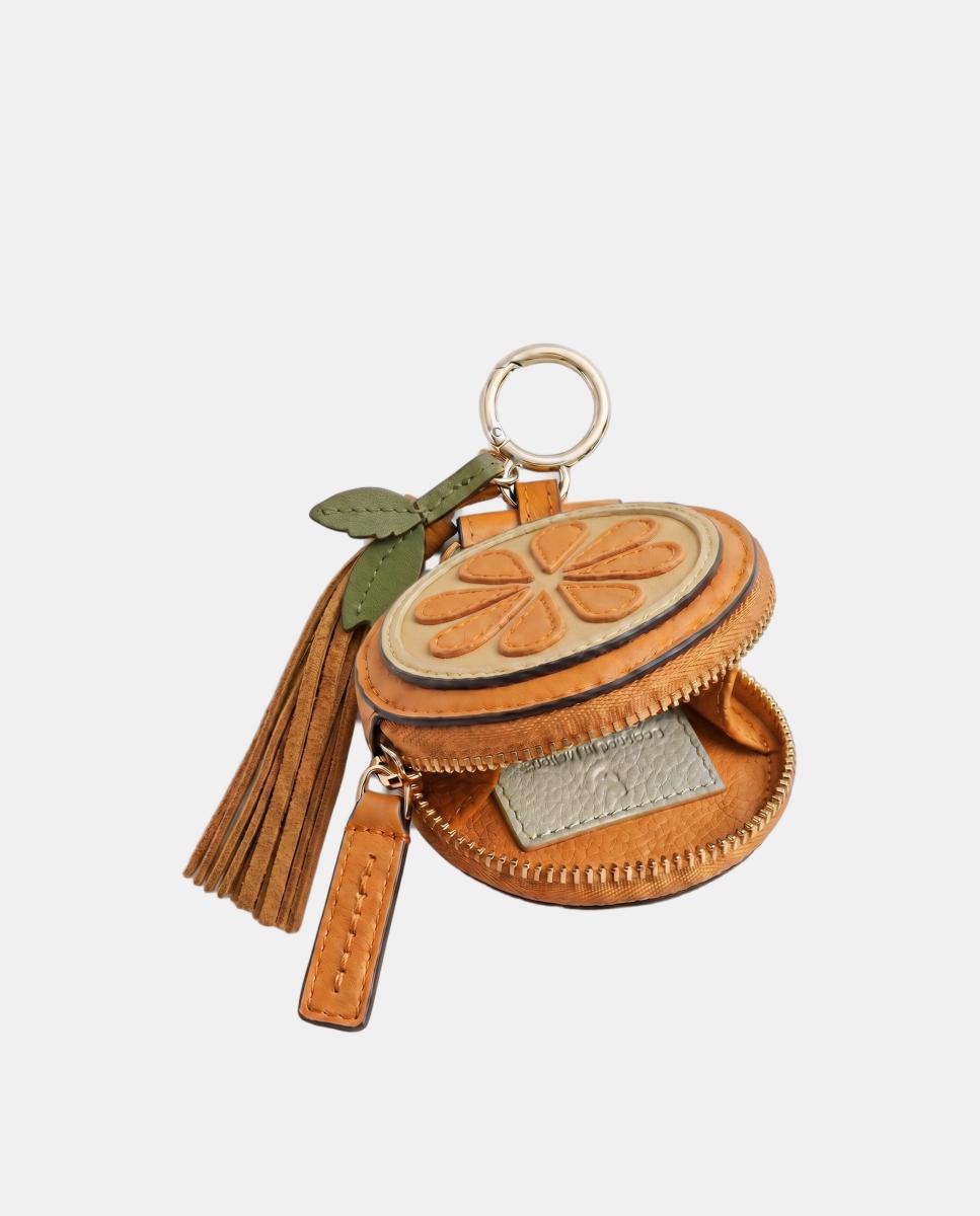 Porta-chaves Charm Laranja em Pele Laranja-2