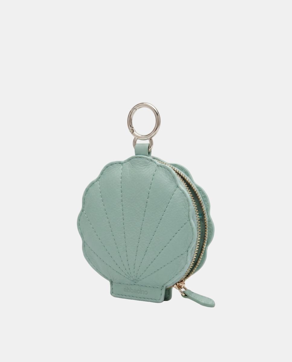 Porta-chaves Charm Concha em Pele Turquesa-2
