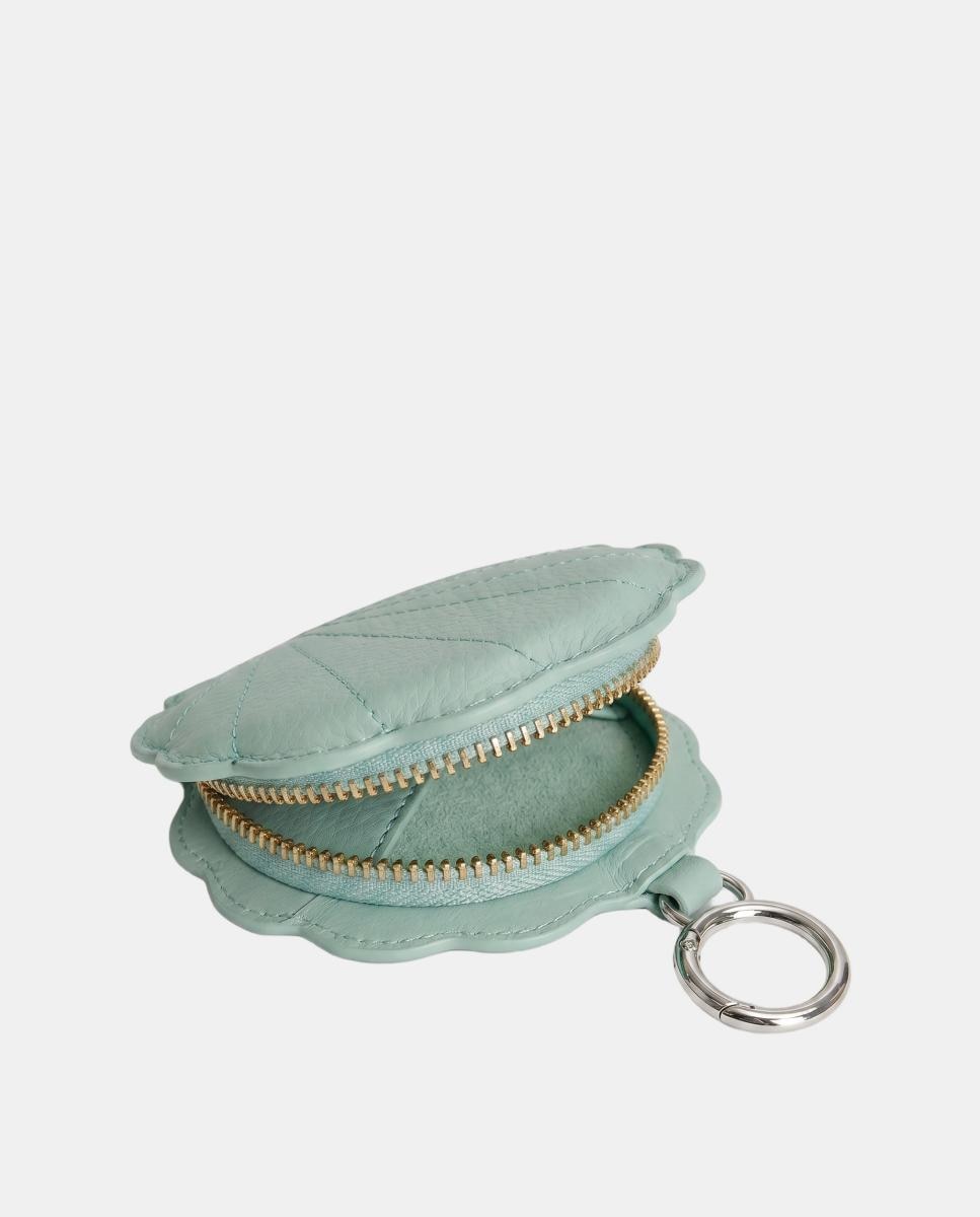 Porta-chaves Charm Concha em Pele Turquesa-3
