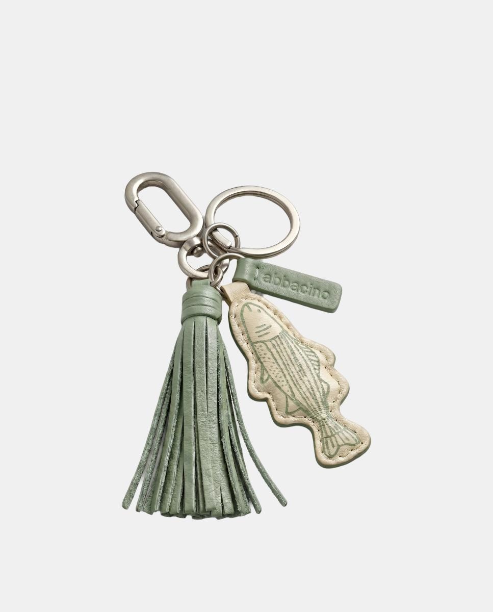 Porta-chaves Charm Peixe em Pele Turquesa-2