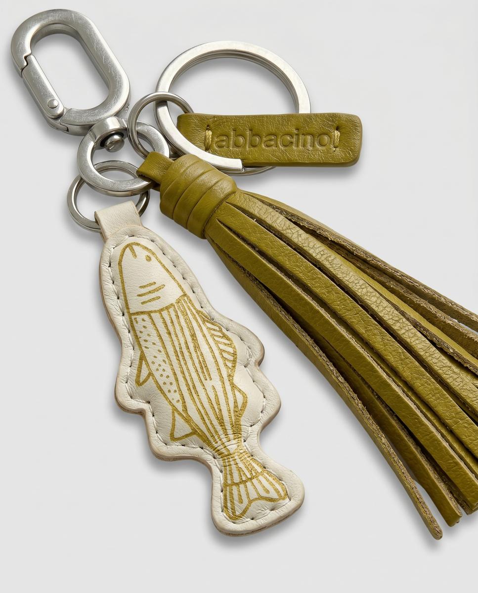 Porta-chaves Charm Peixe em Pele Amarelo-2