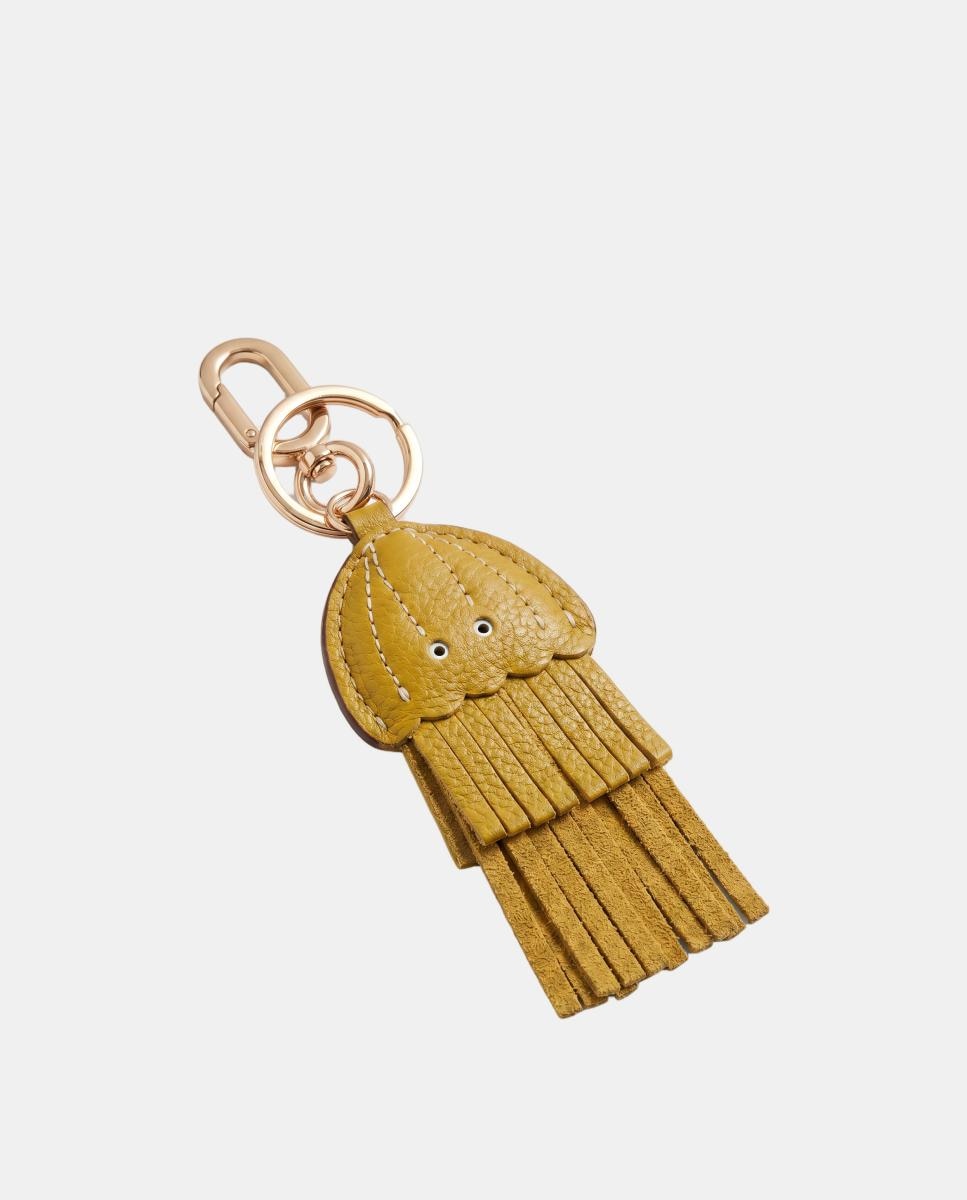 Porta-chaves Charm Medusa em Pele Amarelo-2