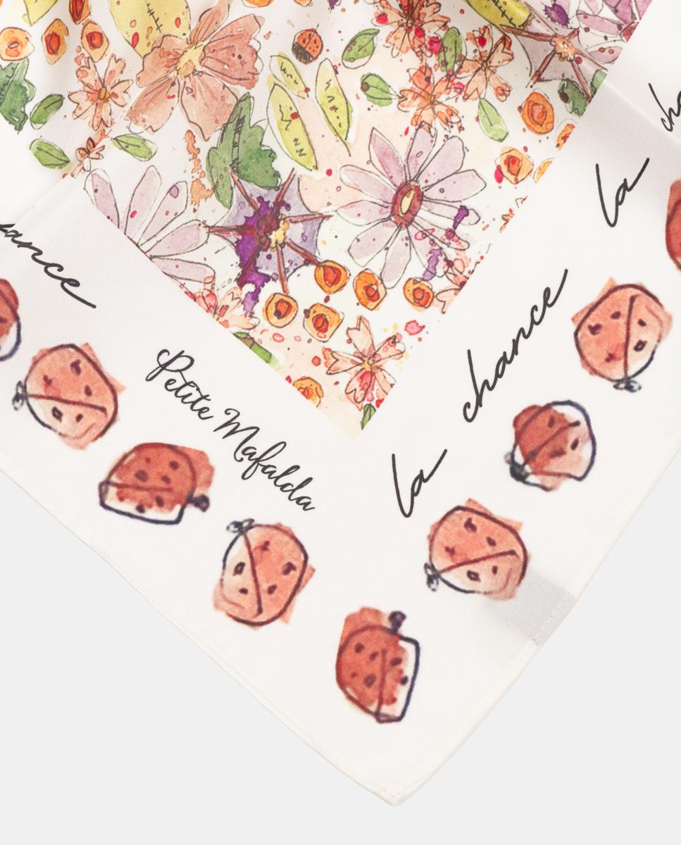 Lenço de Seda com Estampado Floral Rosa-3