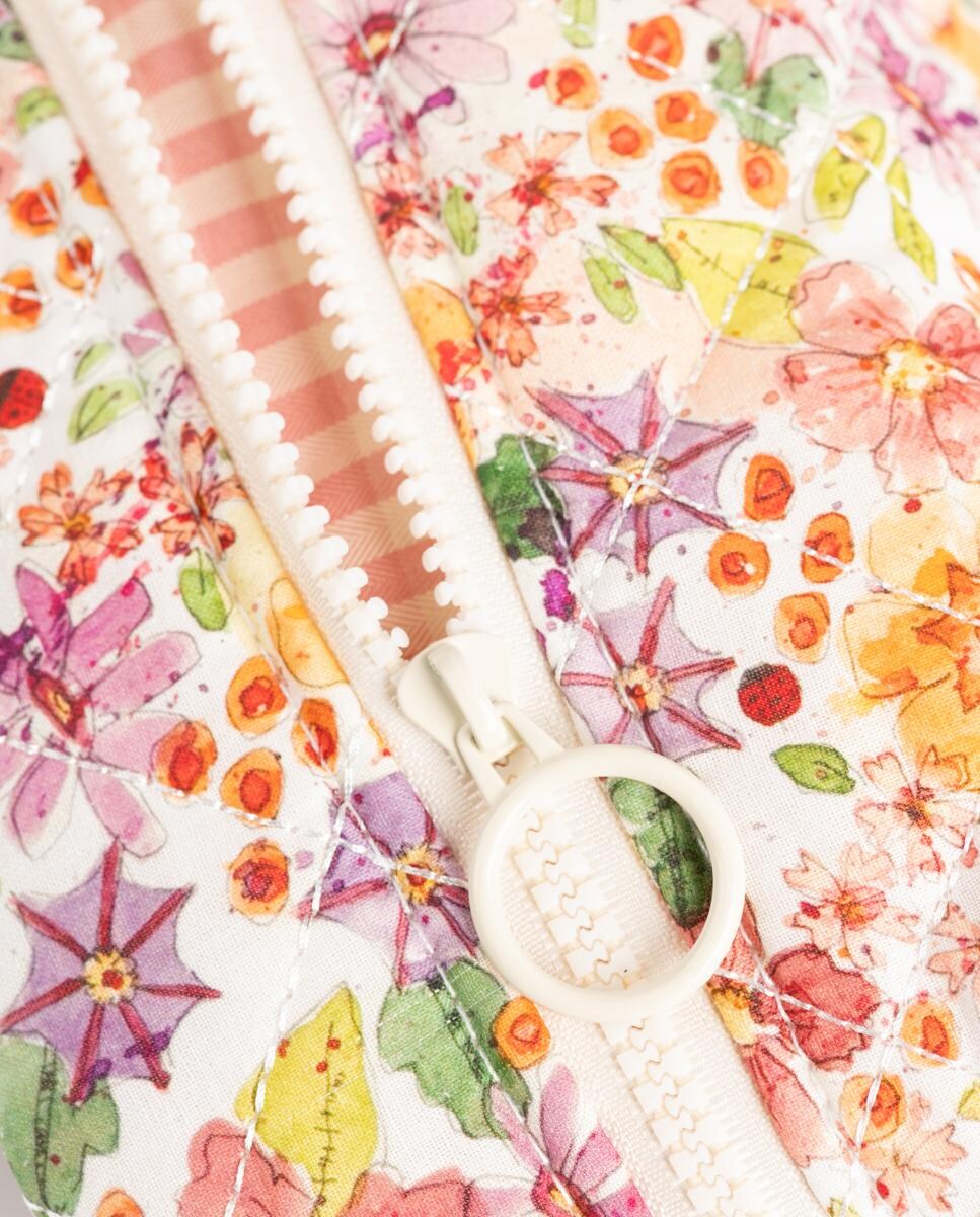 Nécessaire Acolchoado com Estampado Floral Rosa-4