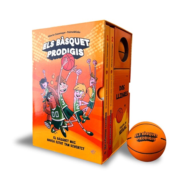 Imagem 0 de Estoig Els Bàsquet Prodigis: 2 llibres + pilota: Fantàstic estoig per regalar amb els dos primers llibres d&«Els Bàsquet Prodigis» i una pilota