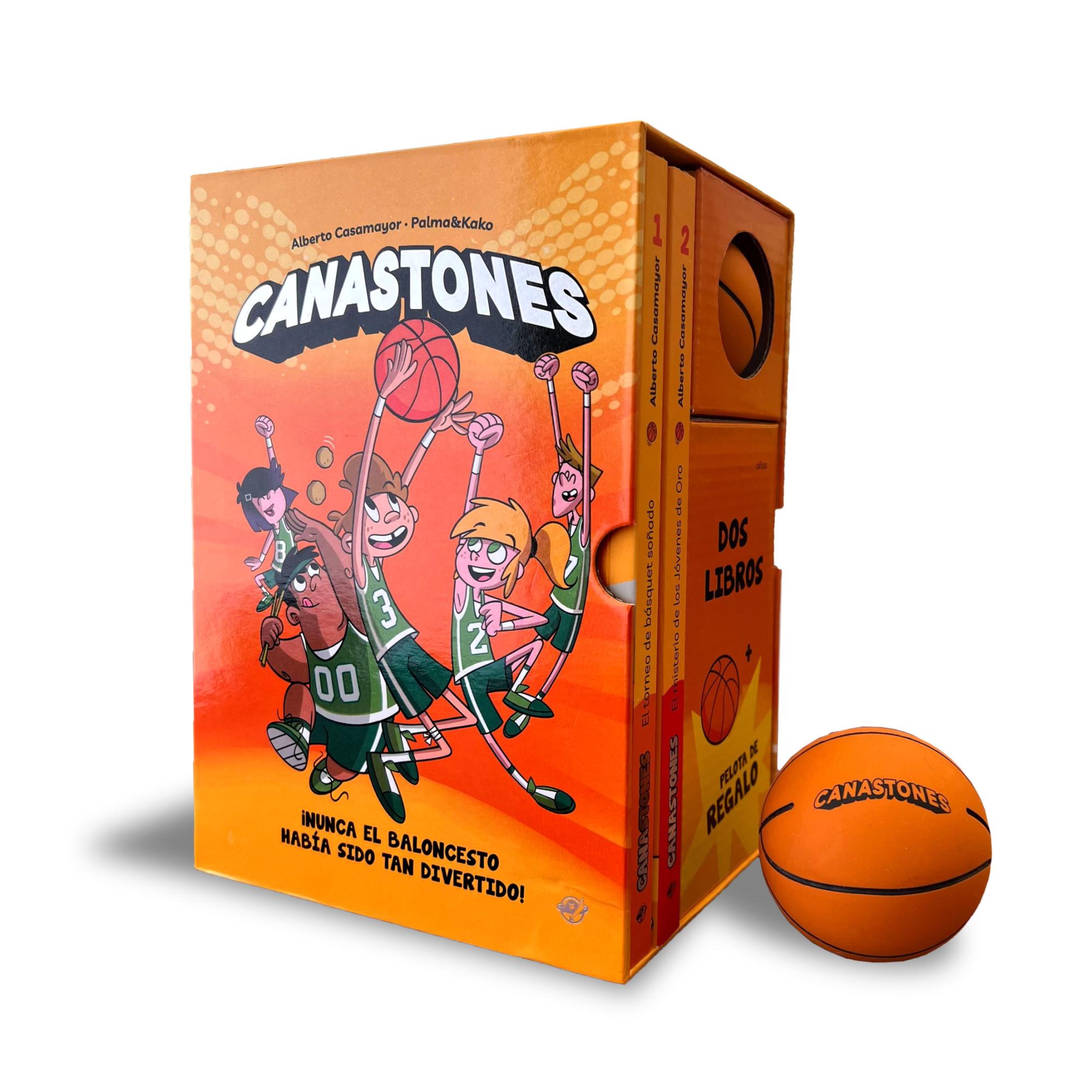 Imagen 0 de Estuche Canastones: 2 libros + pelota: Fantástico estuche para regalar con los dos primeros libros de «Canastones» y una pelota