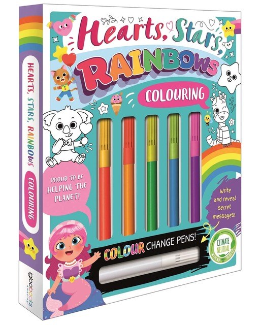 Hearts, stars, rainbows colouring 1