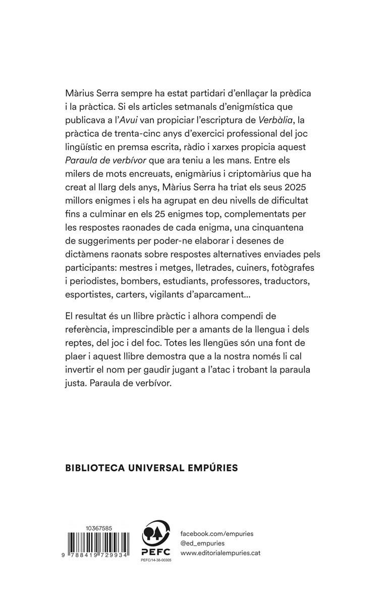 Paraula de verbívor: Els millors enigmes verbals en 35 anys d'exercici (Capa mole com abas) 2