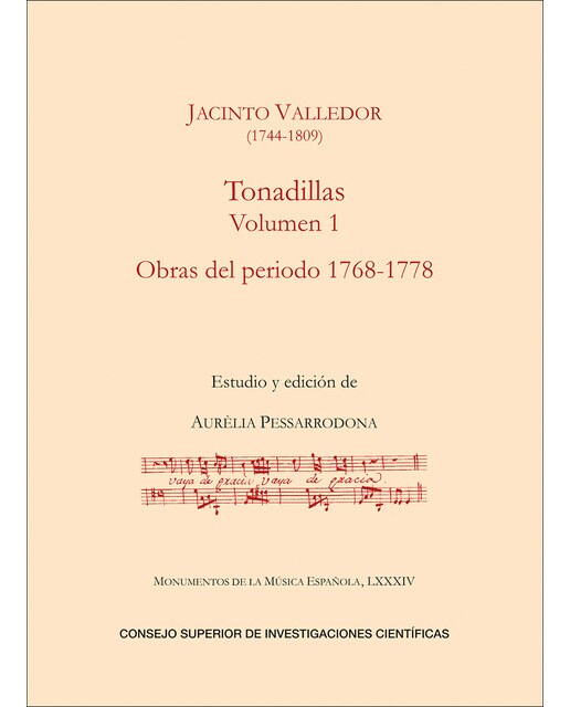 Tonadillas. Volumen I, Obras del periodo 1768-1778 (Capa mole) 1
