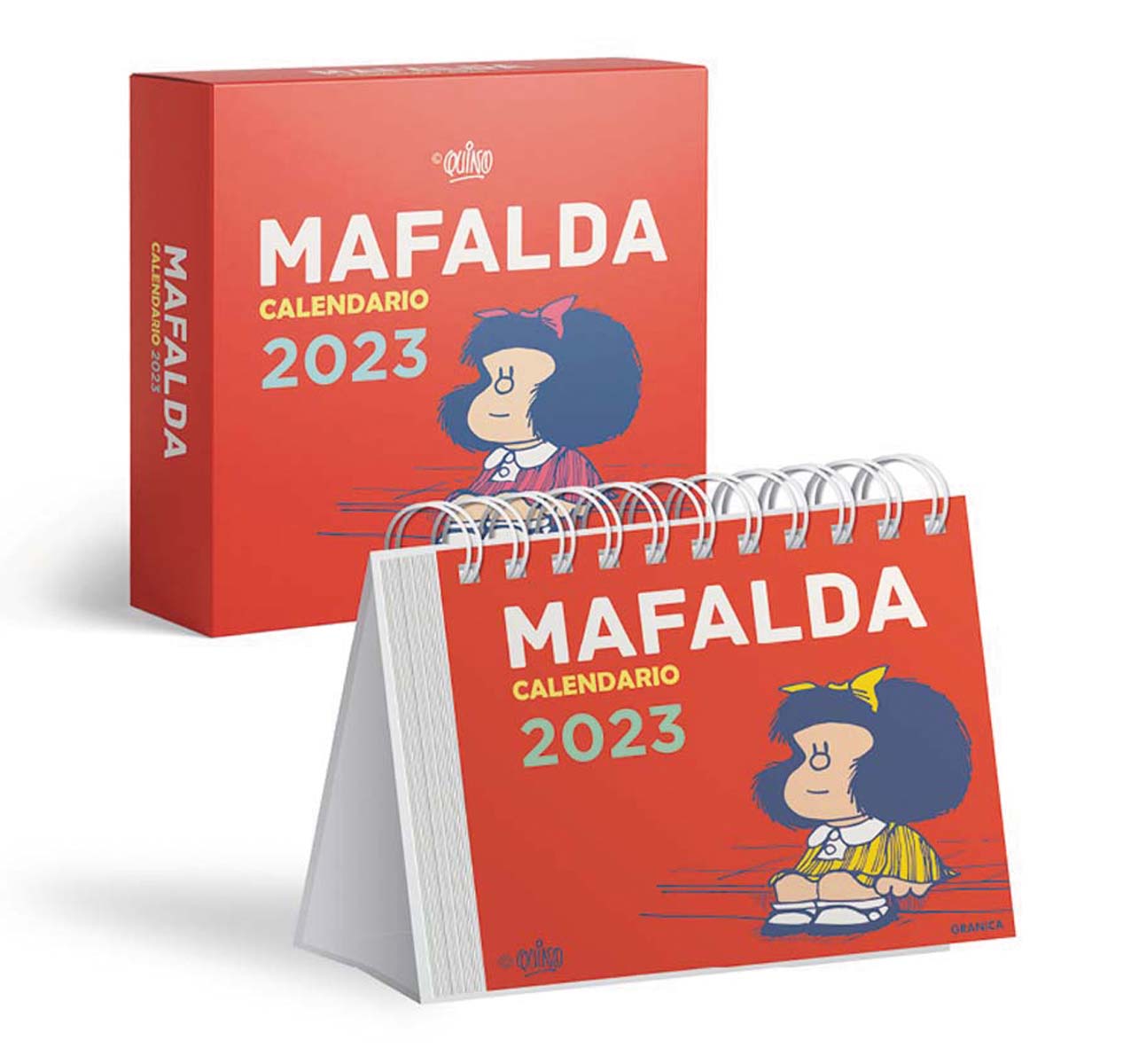 Mafalda 2023, Calendario Escritorio Rojo CON CAJA