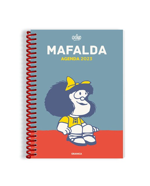 Mafalda 2023, agenda anillada columnas azul