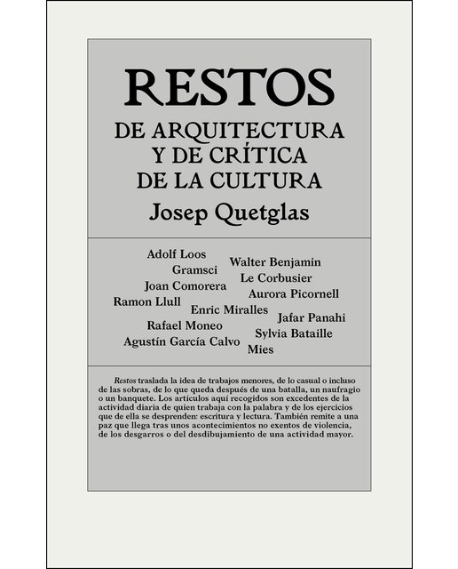 Restos De Arquitectura Y De Crítica De La Cultura 1