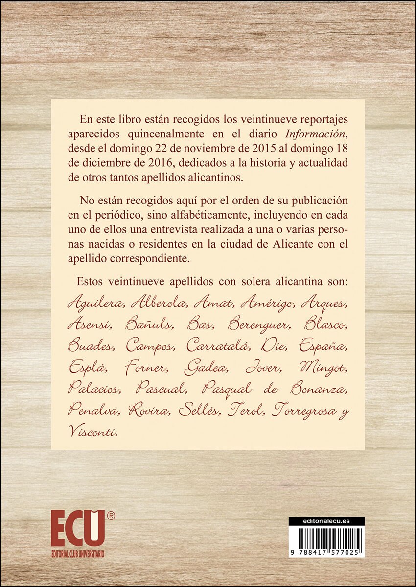 Apellidos Alicantinos  (Tapa blanda) 2