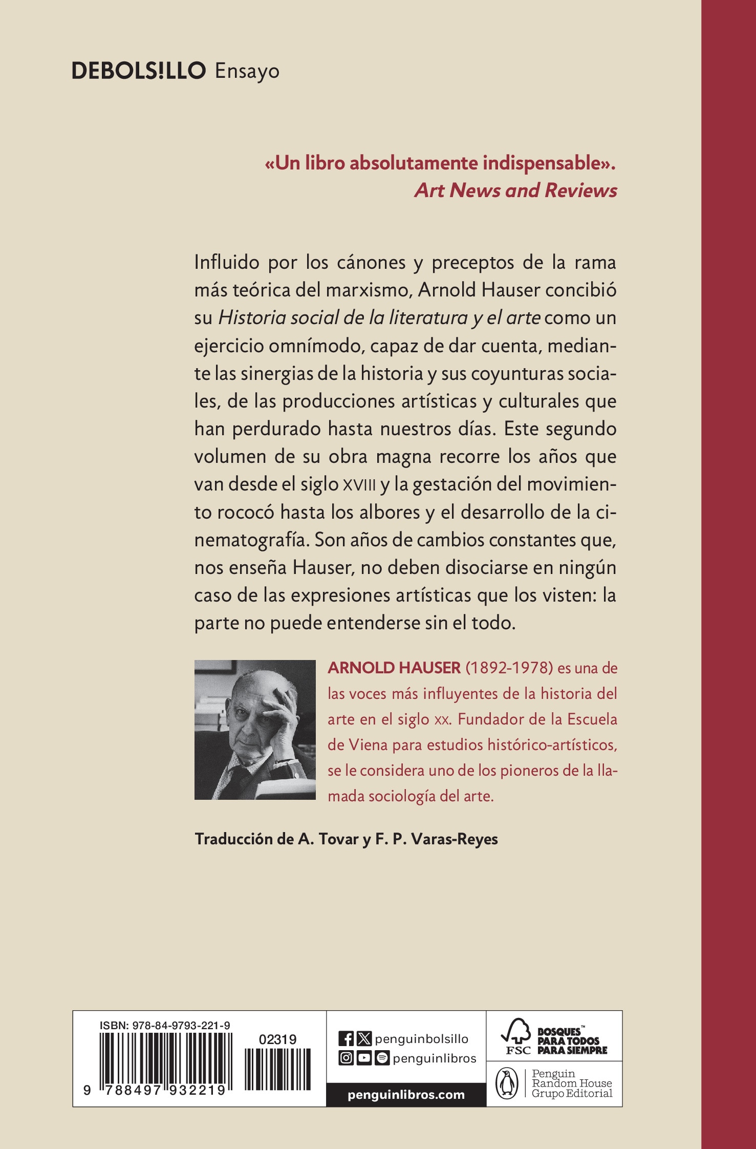 Historia social de la literatura y el arte ii: Desde el rococó hasta la época del cine(Bolsillo) (Tapa blanda) 2