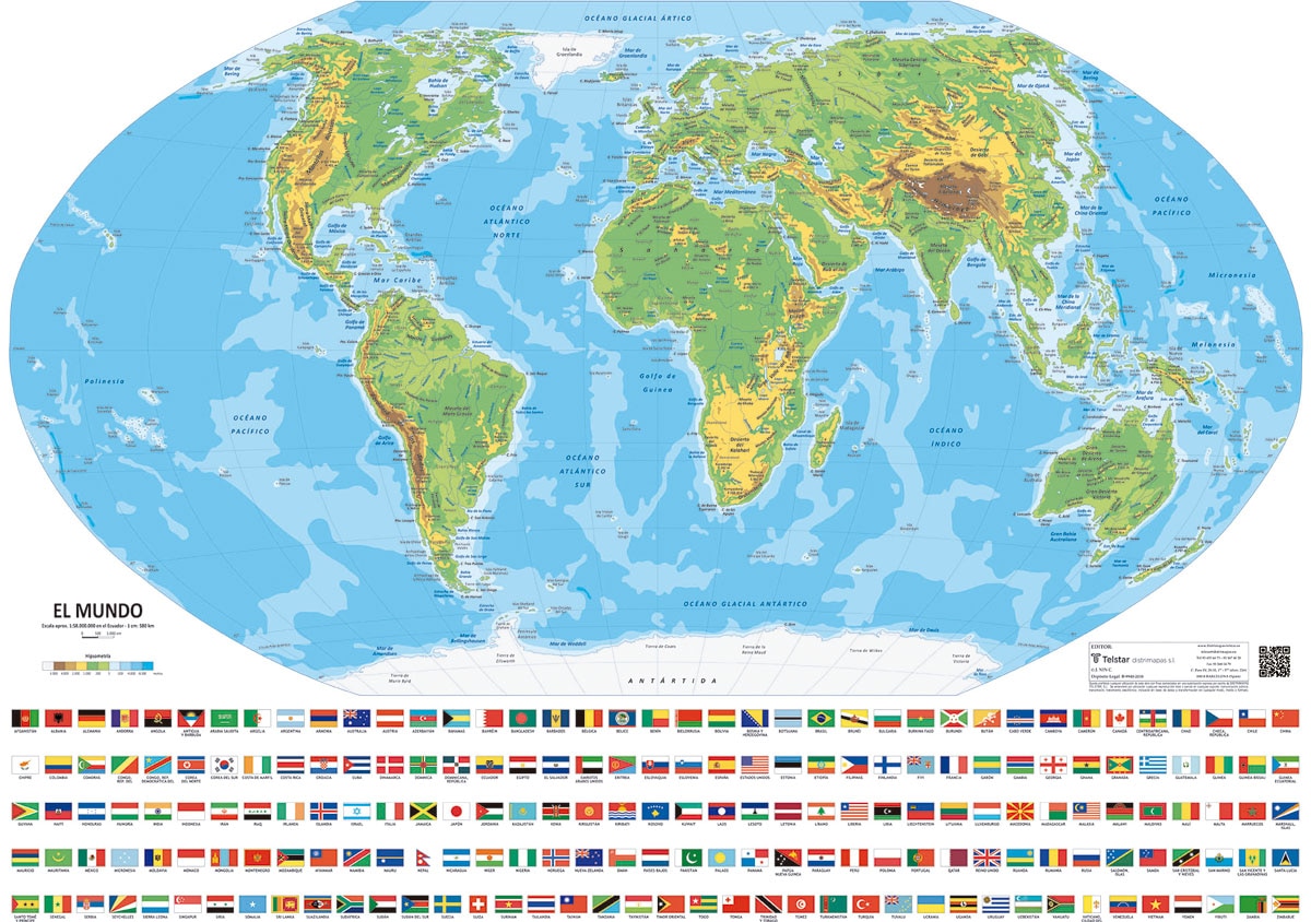 Mapa del mundo físico. Mini - plastificado 1
