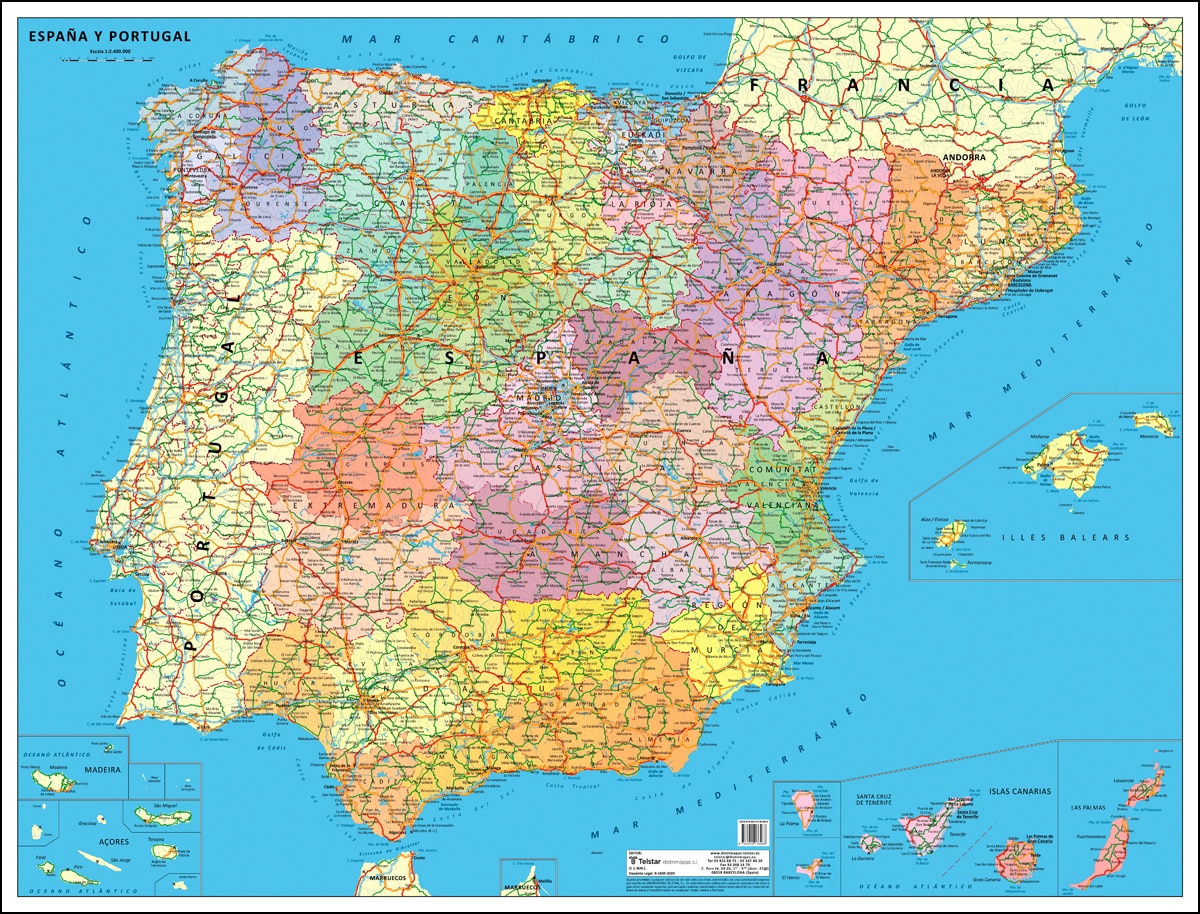 Imagem 0 de Mapa de españa y portugal mini 2020