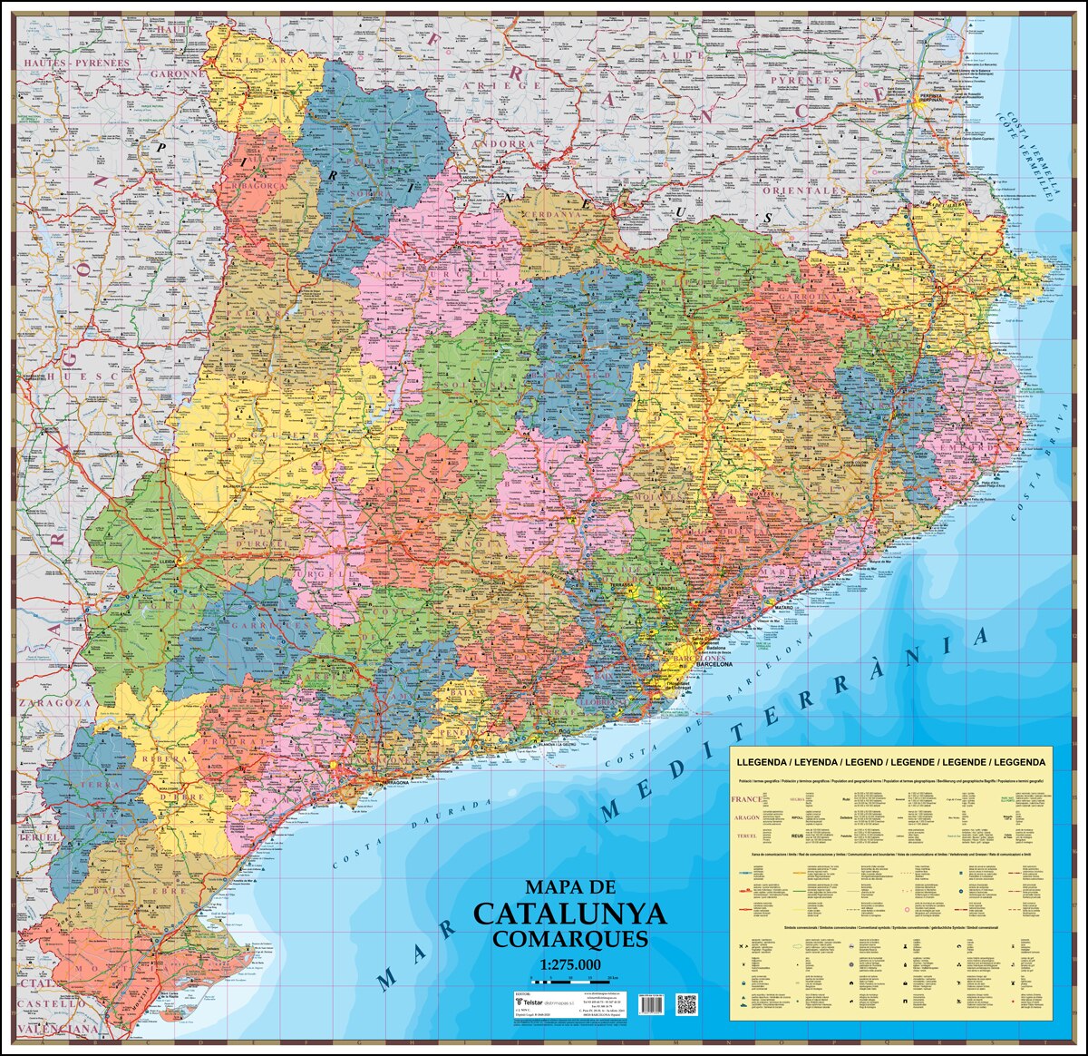Imagem 0 de Mapa de catalunya comarques mural encapsulat