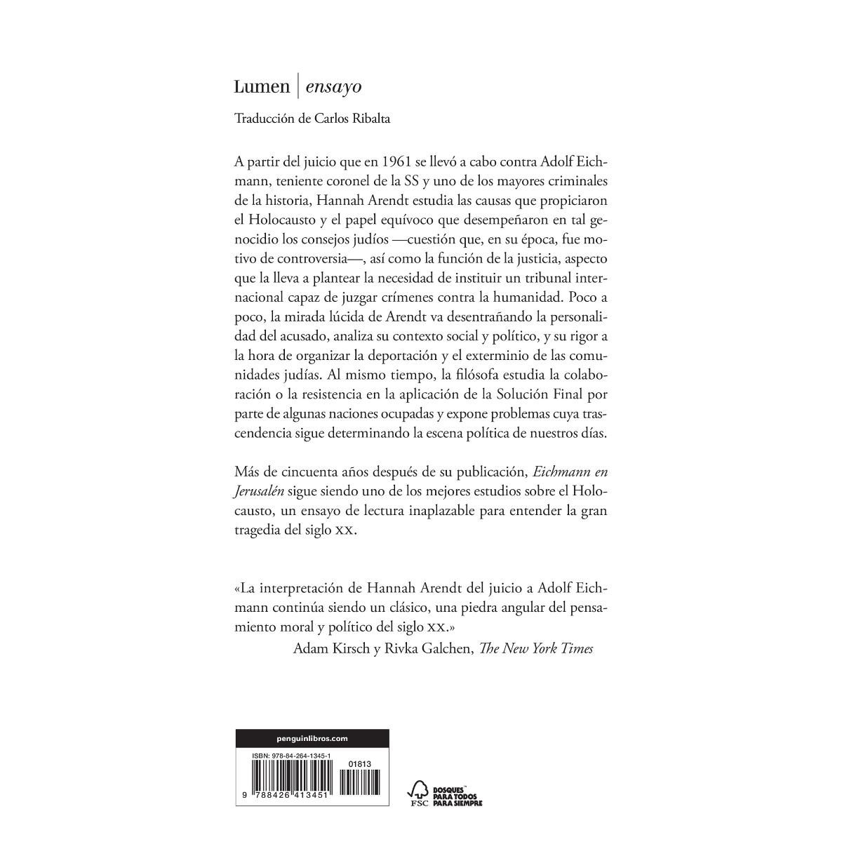 Eichmann en Jerusalén: Un estudio sobre la banalidad del mal  (Tapa blanda) 2