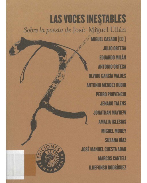 Las voces inestables. Sobre la poesía de Miguel Ullán (Capa mole) 1