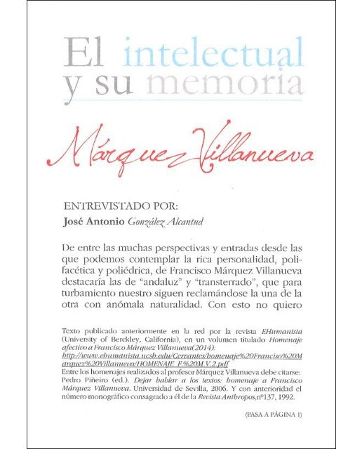 Imagen 0 de Márquez villanueva: Entrevistado por josé antonio gonzález alcantud (Tapa blanda)