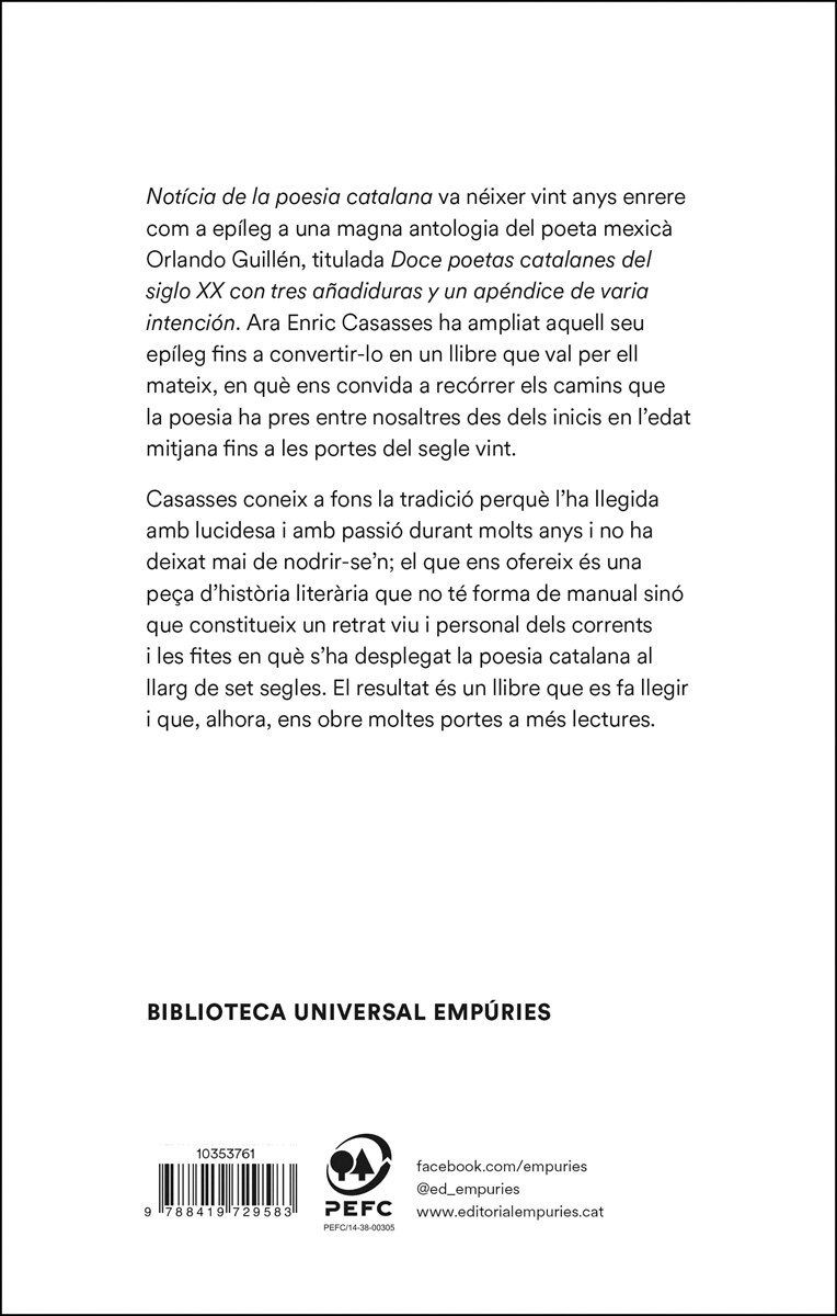 Notícia de la poesia catalana  (Tapa blanda con solapas) 2