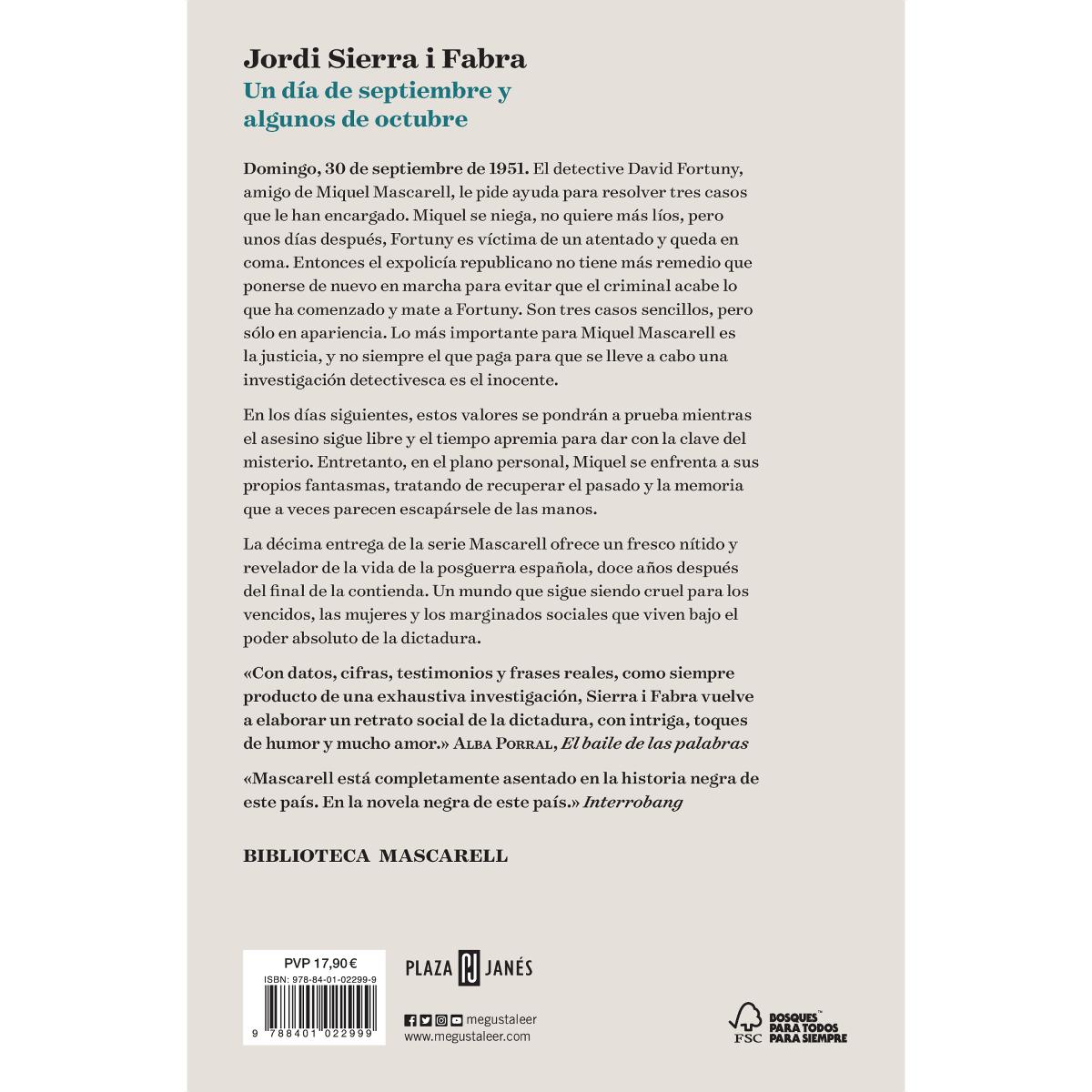 Un día de septiembre y algunos de octubre (Inspector Mascarell 10): Los tres casos del detective (Capa mole) 2