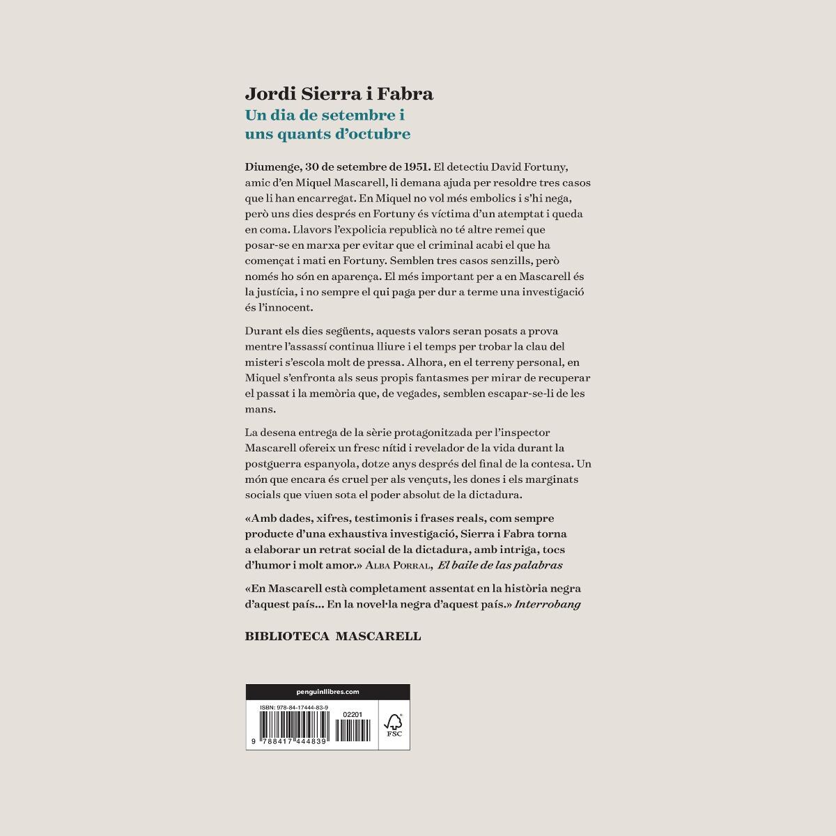 Un dia de setembre i uns quants d'octubre (Inspector Mascarell 10): Els tres casos del detectiu (Capa mole) 2