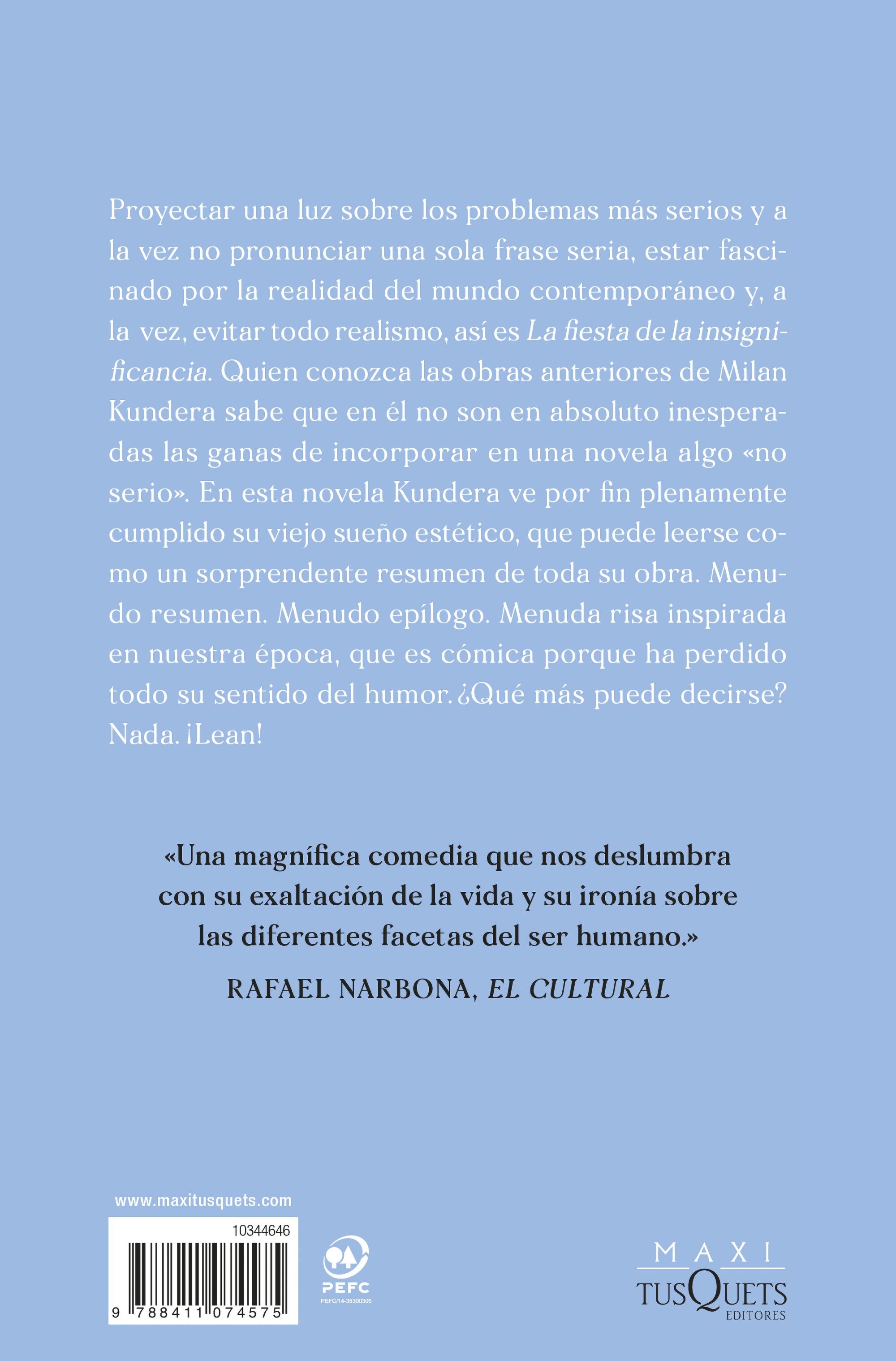 La fiesta de la insignificancia  (Bolsillo Tapa blanda) 2