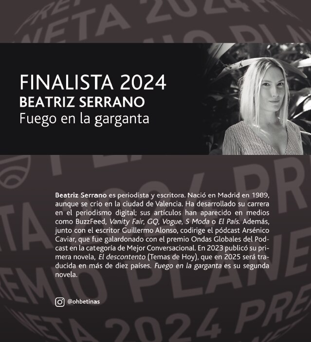 Fuego en la garganta: Finalista premio planeta 2024 5
