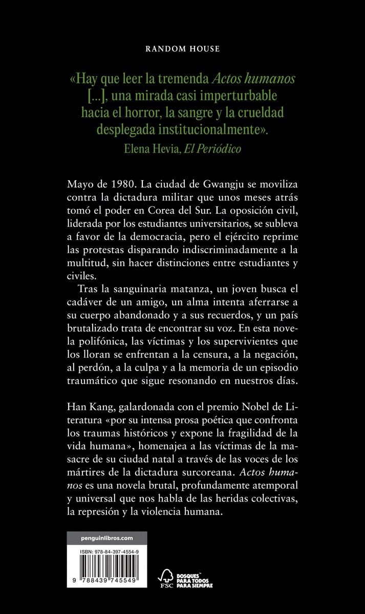 Actos humanos: Premio Nobel de Literatura 2024 (Tapa blanda) 2