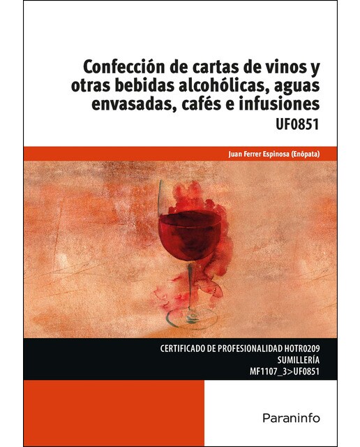Confección de cartas de vinos y otras bebidas alcohólicas, aguas envasadas, cafés e infusiones(Tapa blanda) 1