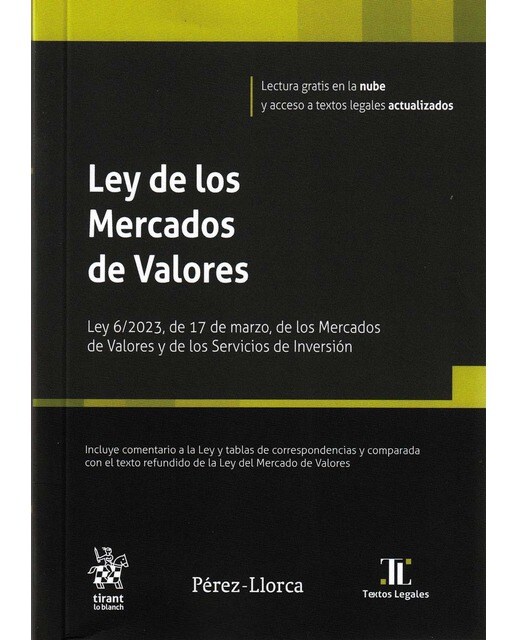 Imagem 0 de Ley de los Mercados de Valores. Ley 6/2023, de 17 de marzo, de los Mercados de Valores y de los Servicios de Inversión (Capa mole)