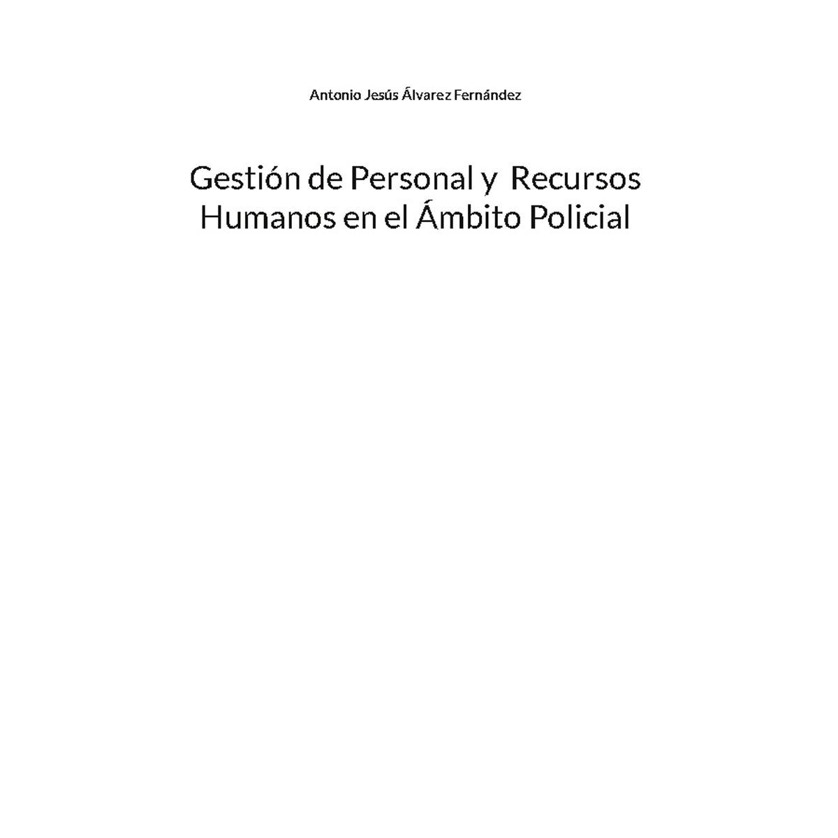 Gestión de Personal y  Recursos Humanos en el Ámbito Policial (Capa dura) 1