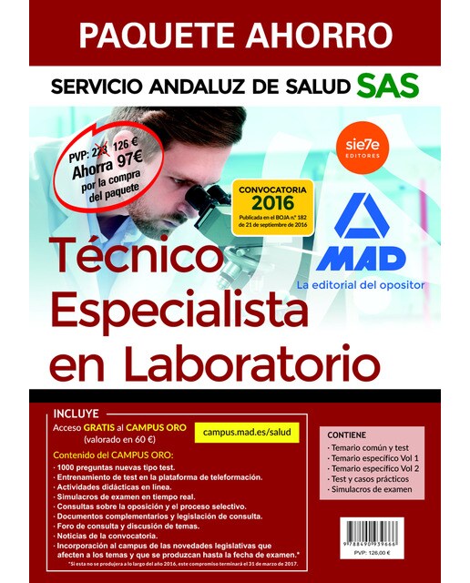 Paquete Ahorro técnico especialista en laboratorio SAS