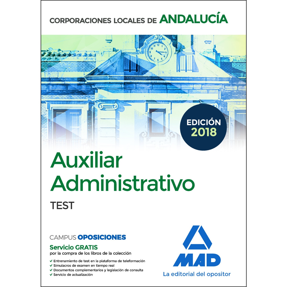 Auxiliar administrativo corporaciones locales de galicia. Test(Tapa blanda) 1